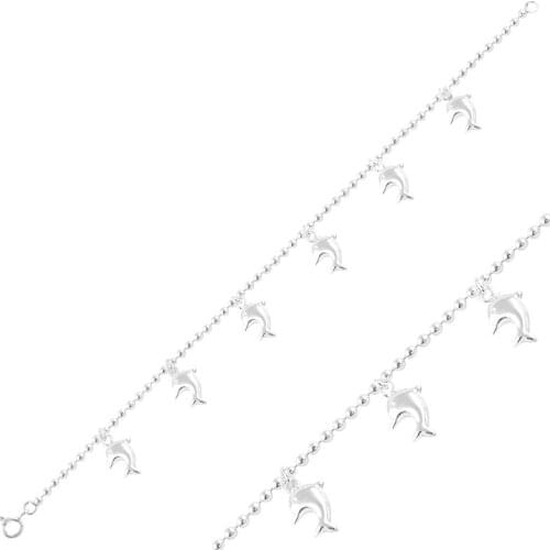 Silver 925 Sterling Dangle Dolphin Fish Sterling Bracelet
