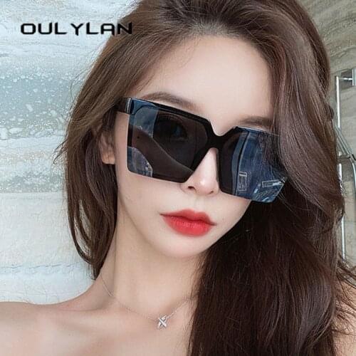 Oulylan New Trendy Vintage Square Sunglasses Women Oversized Fashion Street Shot Sun Glasses for Women Luxury Brand UV400