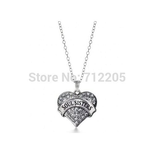 SOUL SIS New Arrival big hearts SOUL SISTERS crystal heart pendant necklace Family Jewelry Gift