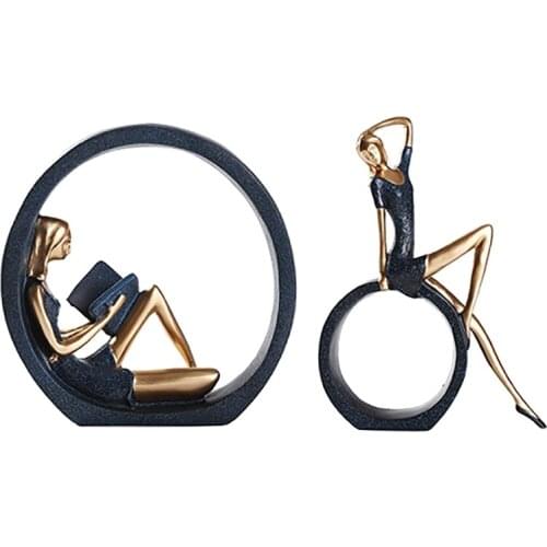 1Set Resin Lady Sculpture Figurine Gift for Readers Teachers Modern Decorative Object for Home Office Table and Desktop