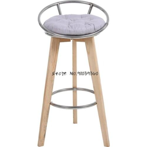 Solid Wood Bar Chair Household High Chair Modern Simple Front Desk Cashier Chair Retro Round Stool Mobile Phone Shop High Stool