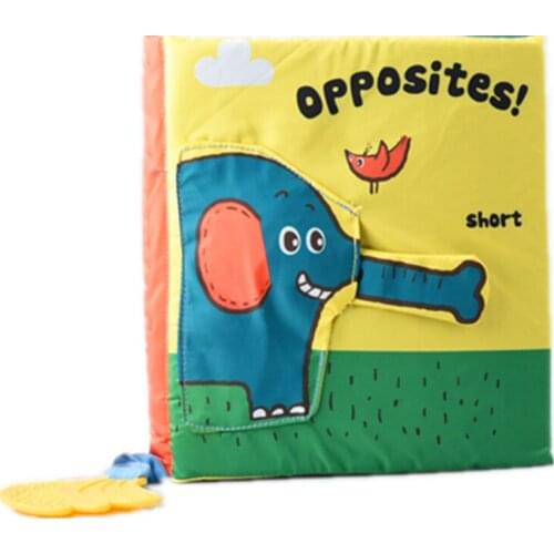 Cloth book Funny zoo puzzle early education opposites cloth book antonym ring paper toy 3D cloth book