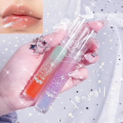 Three-color Juice Mirror Lip Glaze Glass Water Gloss Lip gloss Lip Oil Transparent Star Lip gloss Glitter Diamond Water Film Lip