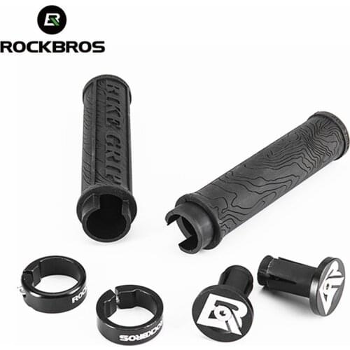 ROCKBROS Bicycle Grips Mtb Bike Grips Rubber Handlebar Anti-slip Handle Grip Lock Bar End Cycling Parts Bike Accessories