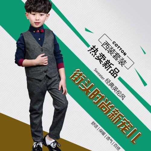 2017 Spring Children Suit Baby Boys Suits Kids Blazer Boys Formal Suit For Weddings Boys Clothes Set Kids Vest+Pants 2pcs 3-10Y