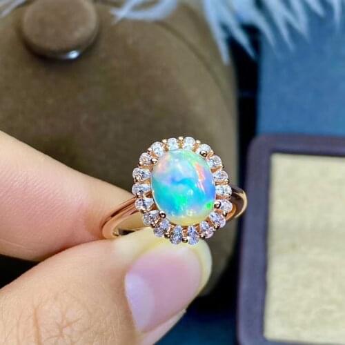 Vintage Silver Opal Ring for Daily Wear 8mm*10mm Brilliant Opal Silver Ring 100% Natural Opal 925 Silver Opal Jewelry