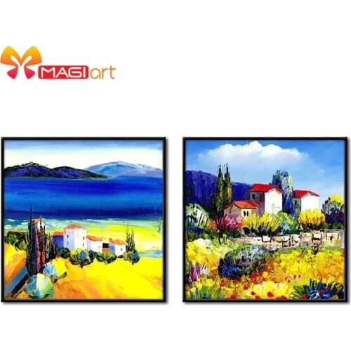 Cross stitch kits Embroidery needlework sets 11CT water soluble canvas patterns 14CT Oil-painting house-NCMS048