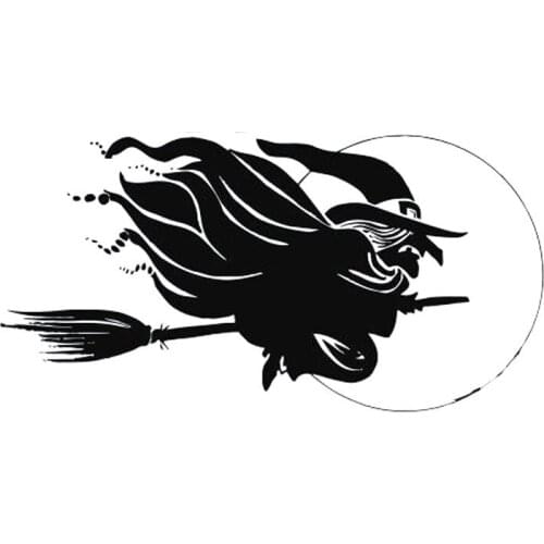 Funny Witch Broom Flying Sticker High Quality Car Decoration Personality Pvc Waterproof Decal Black/white, 19cm*10cm