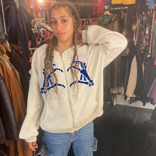 Women Zip-Up Hoodie Gothic Tops sweatshirts Vintage Harajuku Grunge Clothes y2k kawaii ropa mujer топ Oversized Long Sleeve Coat