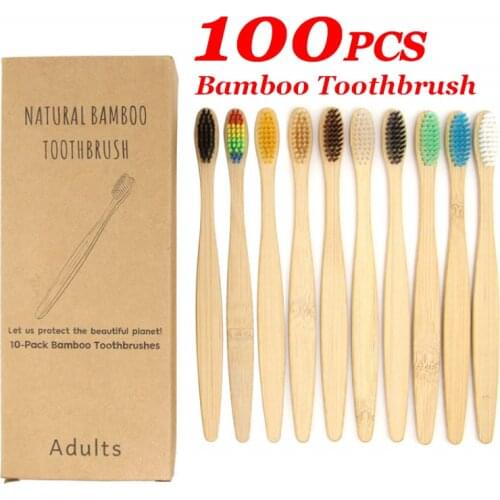 10/20/50/100PCS Bamboo Toothbrush for Adults Oral Health Biodegradable Eco Friendly Charcoal Soft Tooth Brush Brighten Teeth