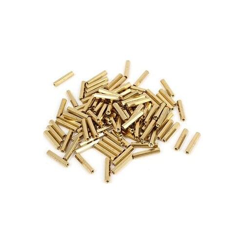 100 Pcs M2 Female Thread Brass Pillar Standoff Hexagonal Spacer 15mm Length