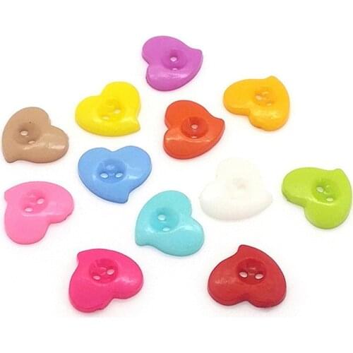 1000pcs/lot 13*15mm Plastic Heart Buttons Crafts Baby Cartoon Sewing Button for Scrapbooking