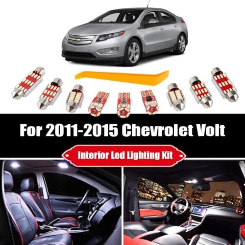 12 Bulbs For 2011 2012 2013 2014 2015 Chevrolet Volt White Interior LED Car Light Kit Map Dome Trunk License Lamp No Error