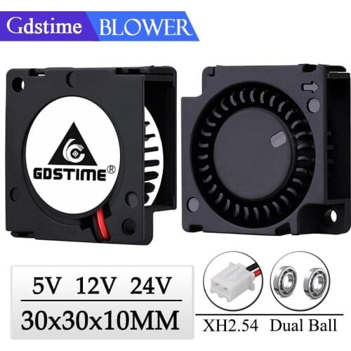2 Pieces Gdstime DC 5V 12V 24V 30x30x10mm Sleeve Dual Ball 1 inch Small Mini Blower Cooling Fan 30mm x 10mm 3cm 3010 3D Printer