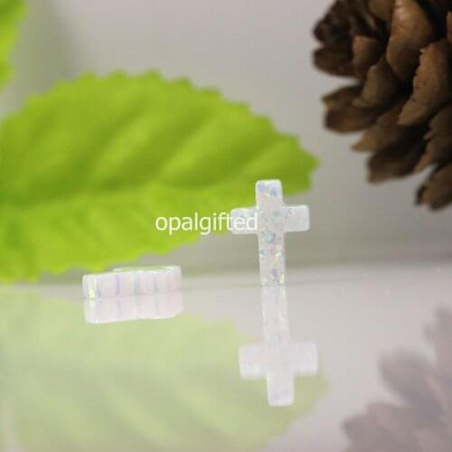 2pcs/lot )free shipping Artificial jewelry 9*12mm op17 white Opal cross synthetic opal beads with side hole for opal necklace