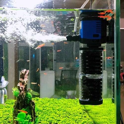 3 In 1 Submersible Aquarium Filter Silent Sunsun Fish Tank Water Pump Internal Filter Wave Maker Sponge Filter Air Pump 220V