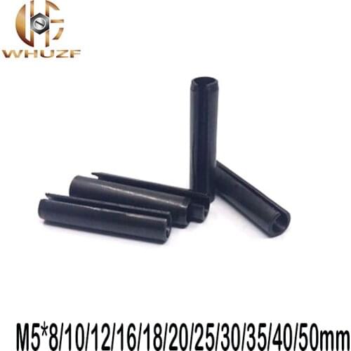 40pcs M5*8/10/12/16/18/20/25/30/35/40/50mm GB879 Steel Split Spring Dowel Tension Roll Pin Resilient Cylindrical Cotter Pins