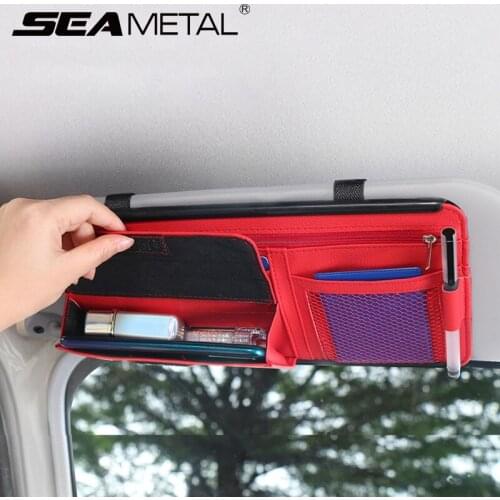 Car Sun Shade Plate Storage Bag Interior Auto Sunglasses Support Sunshade Cards Phone Holder Universal Automobiles Accessories