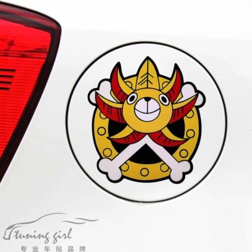 Car Stickers ONE PIECE Pirate Luffy Cartoon Creative Funny Decals For Fuel Tank Cap Auto Tuning Styling D10