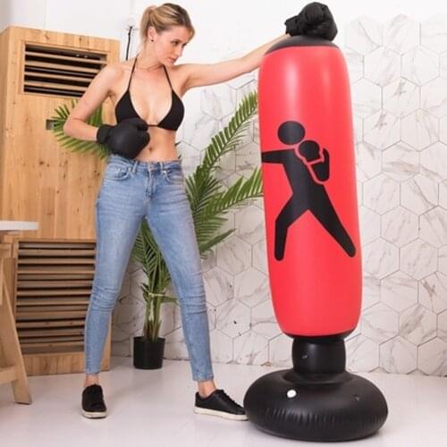 Punching Sandbag Boxing Punching Bag Boxing Muay Thai Inflatable Tumbler Decompression for Kid Adult Force Core Training Tool