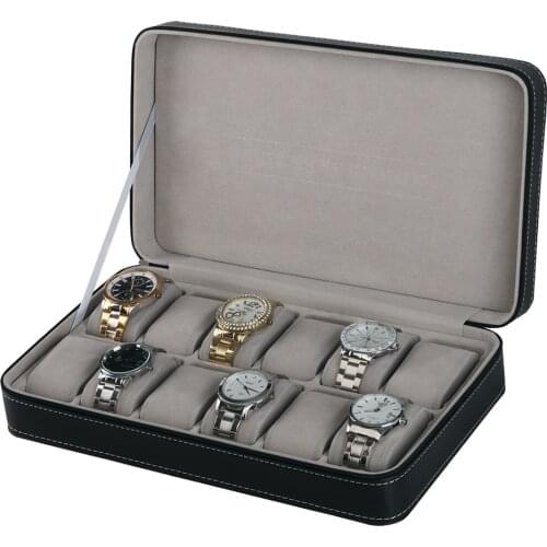 12 Slots Large Leatherette Watch Display Box Wristwatch Storage Organizer