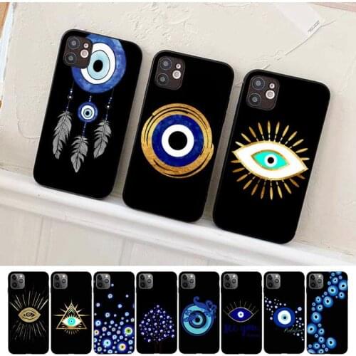 Evil Eye Illustrations black Phone Case for iPhone 8 7 6S Plus X 5S SE 2020 XR 11 12 mini pro XS MAX