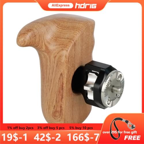 HDRIG Wooden Hand Grip With M6 ARRI Rosette Mount Left Side Connector for DSLR Camera Cage Kit Photography Accessories