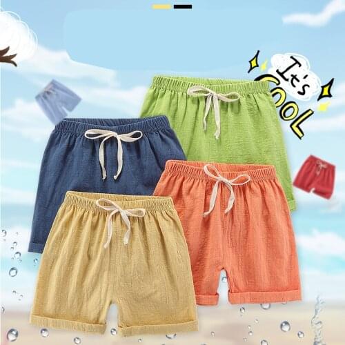 Kids Children Pants Clothing Summer Unisex Baby Boy Girl Clothes Solid Color Kid Pure Cotton Mid Elastic Waist Shorts for Child