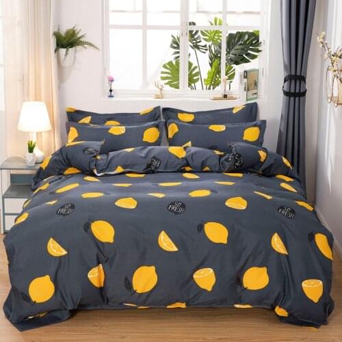 Black Lemon Morden Bedding Set Simple Duvet Cover Set Pillowcase Home Textile 2/3pcs Bed Linen King Queen Size Dropship