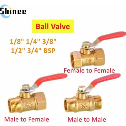Brass Water Oil Air Gas Fuel Line Shutoff Ball Valve Pipe Fittings Pneumatic Connector Controller Handle 6-12MM Hose Barb Inline