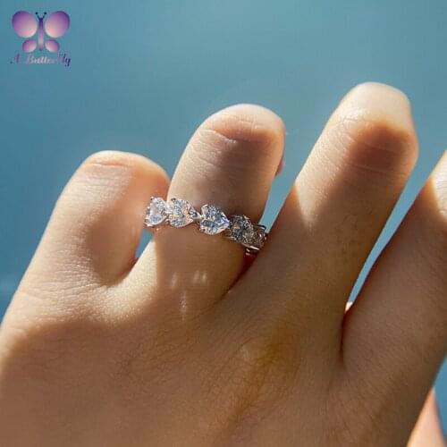 2020 Hot Selling 925 Sterling Silver Heart Ring Engagement Marriage Eternal Band 5x5mmSONA Stone Jewelry