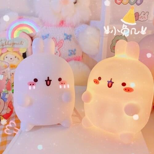 Cartoon Rabbit Lamp Cute Small Night Light LED Color Light Colorful Lamp Portable Bedroom Lamp Home Lighting