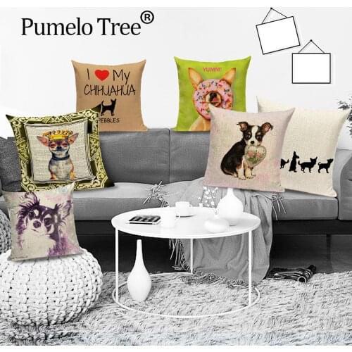 Cute Dog Cushion Cover Chihuahua Home Decor Throw Pillow Case Cartoon Cushions Cases Animal for Home Bed Sofa Gift Pillows Cover