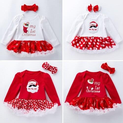 New Halloween Christmas Baby Girl Clothes Newborn Baby Tutu Romper Lace Dress With Headband Ropa Bebes Costume 2PCS Clothing Set