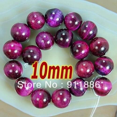 Wholesale Natural Stone Round Shape (390 Pcs/Lot)10mm Rose Red Color Tiger Eye Loose Beads Finding For Macrame Jewelry Making