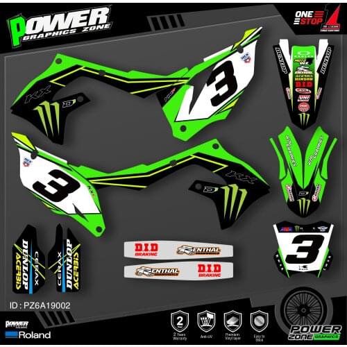 PowerZone Custom Team Graphics Decals Stickers Kit For Kawasaki Decal 2019 2020 2021 KXF450 2021 2022KXF250 002