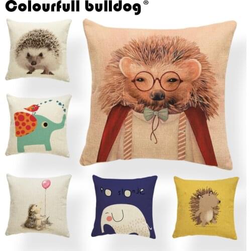 Animal Cushions Valentine Pillowcase Nordic Home Yellow Pine Cones Hedgehog Bowknot Stripe Toss Pillow Polyester Wolf Dropship