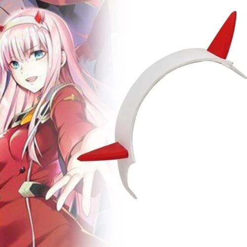 DARLING In The FRANXX Zero Two Cosplay Prop Headwear Red Devil Horn Headdress Deformation Anime Accessories Hairpins Hairclip