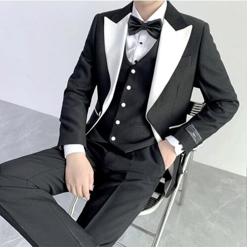 2021 Luxury Wedding Suits for Men Single Button Business Casual Formal Suits 3 Pieces Office Work Party Prom Party Dress Suit
