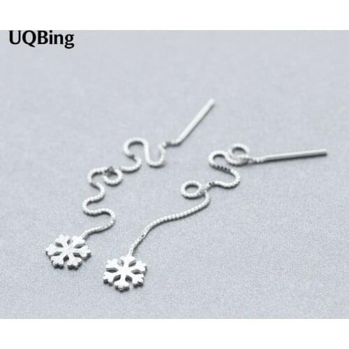 Latest New Style Fashion 925 Sterling Silver Long Drop Earrings Snowflake Earrings Jewelry Pendientes Brincos Fashion Jewelry