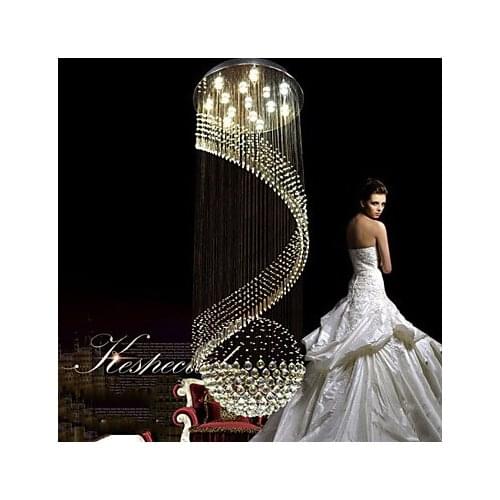 Modern Crystal Chandelier Pendant Lighting Hanging Ceiling Lamps Fixtures with LED Source Clear K9 Crystal