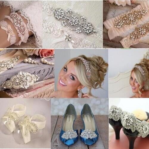 Rhinestone Appliques For Wedding Belt Silver Crystal Beads Sew On Bridal Accessories Pearl Diamond Decoration Diy Dress Headwear