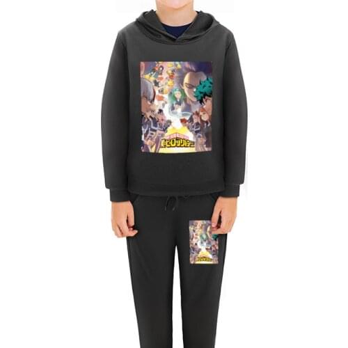 My Hero Academia Hoodie Pants Two Piece MHA Anime Cosplay Print Sweatshirt And Sweatpants Set Hooded Pullovers Tracksuits 2021