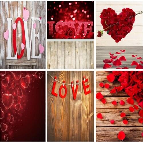 ZHISUXI Vinyl Custom Valentine Day Photography Backdrops Prop Love Heart Rose Wooden Floor Photo Studio Background 1911 CXZM-34