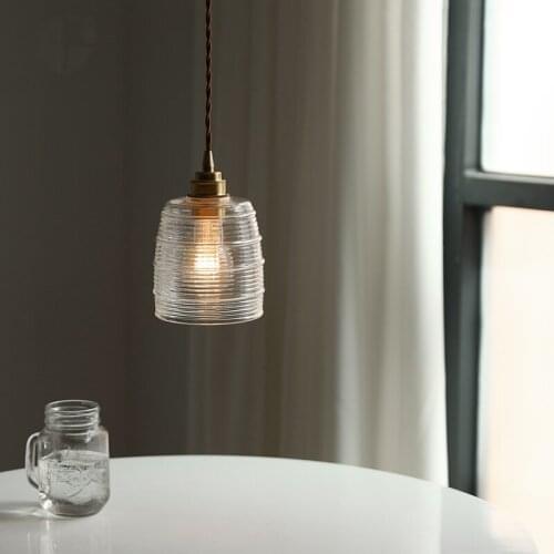 Japanese Minimalist Brass Glass Pendant Lights Led E27 Simple Retro Modern Hanging Lamp Bedroom Bedside Bar Loft Salon Sofa cafe