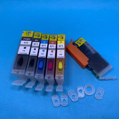 YOTAT 6pcs Full PGI-670XL refillable ink cartridge PGI-670 CLI-671 PGI670 for Canon PIXMA MG7760 MG7765 MG7766 printer