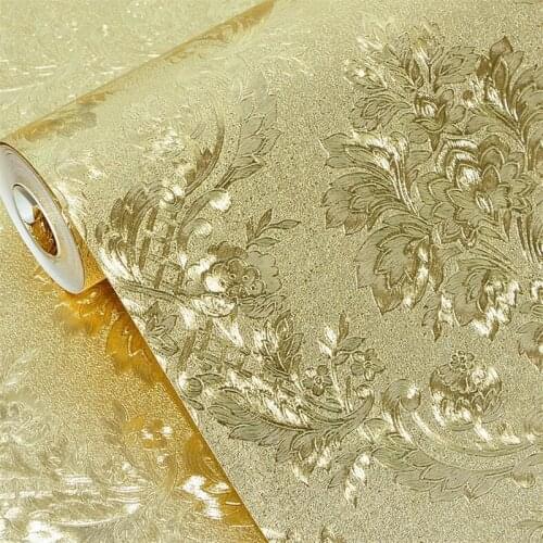 Wellyu Gold foil wallpaper gold reflective Damascus KTV wallpaper Bar ceiling light box porch living room nightclub wallpaper