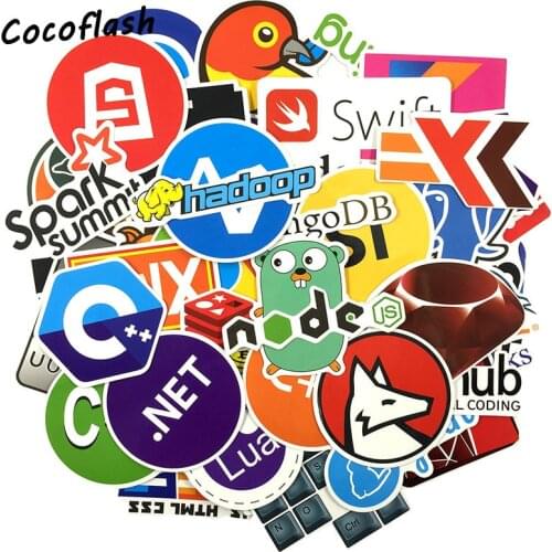 73Pcs Internet Java JS Php Html Cloud Docker Bitcoin Programming Language APP Logo Cool toy Stickers for Laptop Car DIY Stickers