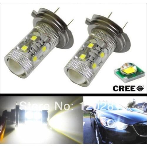 Free Shipping 2Pcs 50W Max-Capacity High Power CREE chip H7 LED Fog Lights DRL Headlights Bulbs For Hyundai,Chevrolet,Corolla