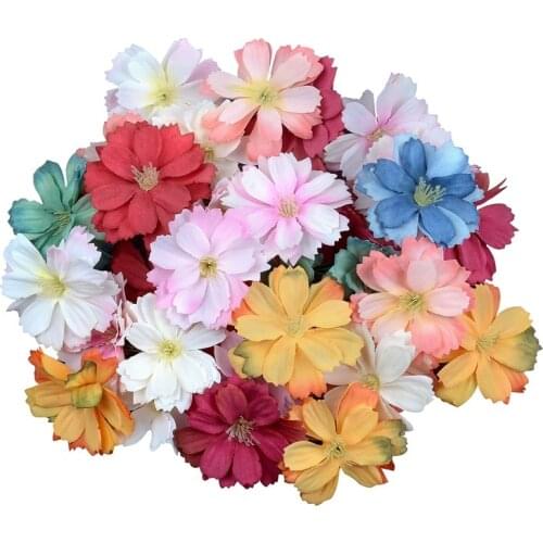 20/40pcs 4CM Artificial Flower Silk Daisy Flowers head For wedding Party Home Decoration DIY Flower Gift Box Scrapbook Craft